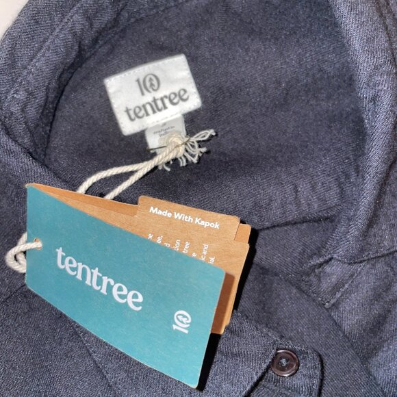 TenTree button down shirt long sleeve organic cotton black womens small new - Picture 7 of 8